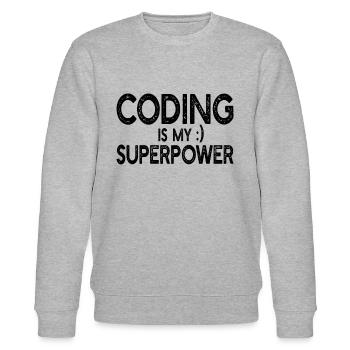 Computer Programmer - Coding is my superpower - Stanley/Stella CHANGER Unisex Organic Sweatshirt - heather grey - Front - Nik (191cm) & Marisol (170cm)