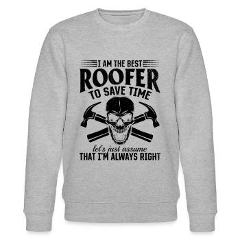 Je suis le meilleur couvreur pour gagner du temps - Funny Roofer S - Sweat bio CHANGER Stanley/Stella Unisexe - gris chiné - Devant - Nik (191cm) & Marisol (170cm)