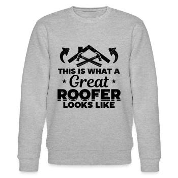 This Is What A Great Roofer Looks Like - Roofer - Stanley/Stella CHANGER Unisex Organic Sweatshirt - heather grey - Front - Nik (191cm) & Marisol (170cm)