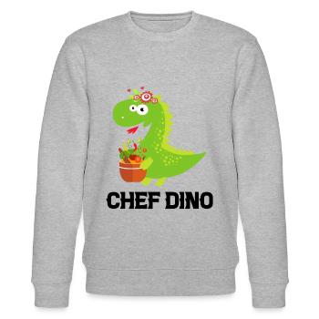 Chef Dino Kitchen Cook & Dinosaur Lover Restaurant - Stanley/Stella Unisex Bio-Sweatshirt CHANGER  - Grau meliert - Vorne - Nik (191cm) & Marisol (170cm)