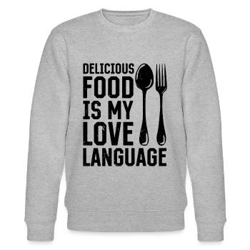 Delicious Food Is My Love Language Chef Cook Kitch - Stanley/Stella Unisex Bio-Sweatshirt CHANGER  - Grau meliert - Vorne - Nik (191cm) & Marisol (170cm)