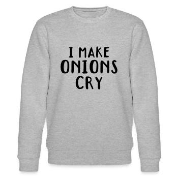I Make Onions Cry Culinary Chef Kitchen Food Cook - Stanley/Stella CHANGER Unisex Organic Sweatshirt - heather grey - Front - Nik (191cm) & Marisol (170cm)