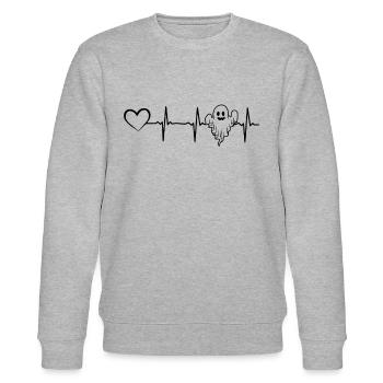 Halloween Ghost Heartbeat Heart Ghost Halloween - Stanley/Stella CHANGER Unisex Organic Sweatshirt - heather grey - Front - Nik (191cm) & Marisol (170cm)