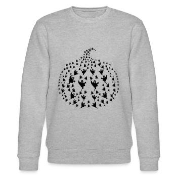 Halloween Ghost Pumpkin - Stanley/Stella CHANGER Unisex Organic Sweatshirt - heather grey - Front - Nik (191cm) & Marisol (170cm)