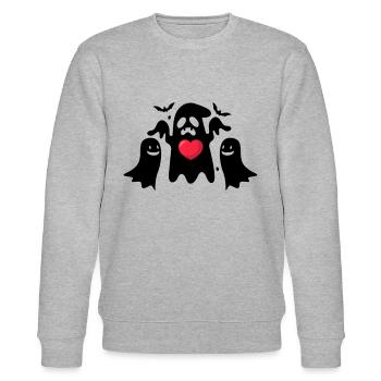 Halloween Ghost Heart Ghost Halloween Ghosts - Stanley/Stella CHANGER Unisex Organic Sweatshirt - heather grey - Front - Nik (191cm) & Marisol (170cm)