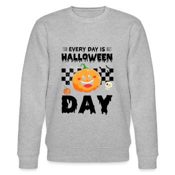 Every Day Is Halloween Day - Funny Pumpkin - Stanley/Stella CHANGER Unisex Organic Sweatshirt - heather grey - Front - Nik (191cm) & Marisol (170cm)