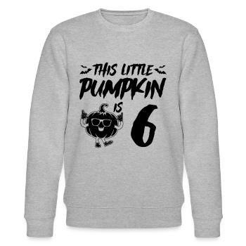 This Little Pumpkin Is 6 Years - Halloween 6th Bir - Stanley/Stella Unisex Bio-Sweatshirt CHANGER  - Grau meliert - Vorne - Nik (191cm) & Marisol (170cm)