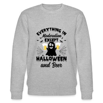 Everything In Moderation Except Halloween & Beer - Stanley/Stella CHANGER Unisex Organic Sweatshirt - heather grey - Front - Nik (191cm) & Marisol (170cm)
