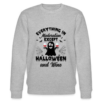 Everything In Moderation Except Halloween & Wine - - Stanley/Stella CHANGER Unisex Organic Sweatshirt - heather grey - Front - Nik (191cm) & Marisol (170cm)