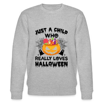 Halloween Kids - Juste un enfant qui aime vraiment Hal - Sweat bio CHANGER Stanley/Stella Unisexe - gris chiné - Devant - Nik (191cm) & Marisol (170cm)