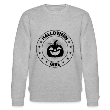 Funny Halloween Girl Halloween Pumpkin - Stanley/Stella Unisex Bio-Sweatshirt CHANGER  - Grau meliert - Vorne - Nik (191cm) & Marisol (170cm)