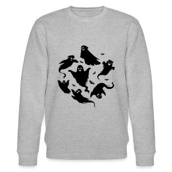 Halloween Ghosts Funny Halloween Ghosts - Stanley/Stella Unisex Bio-Sweatshirt CHANGER  - Grau meliert - Vorne - Nik (191cm) & Marisol (170cm)