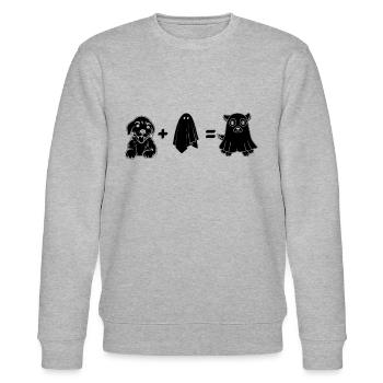 Funny Halloween Ghost Dog Halloween Funny Ghost Do - Stanley/Stella Unisex Bio-Sweatshirt CHANGER  - Grau meliert - Vorne - Nik (191cm) & Marisol (170cm)