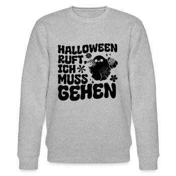 Halloween Ruft Ich Muss Gehen - Lustiges Halloween - Stanley/Stella Unisex Bio-Sweatshirt CHANGER  - Grau meliert - Vorne - Nik (191cm) & Marisol (170cm)
