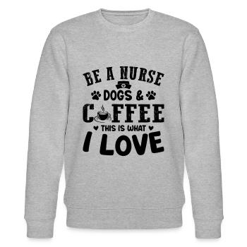 Be A Nurse Dogs & Coffee This Is What I Love - Nur - Stanley/Stella Unisex Bio-Sweatshirt CHANGER  - Grau meliert - Vorne - Nik (191cm) & Marisol (170cm)