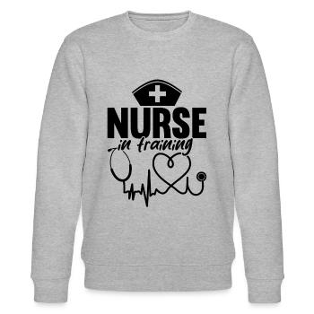 Nurse In Training - Funny Nurse - Stanley/Stella Unisex Bio-Sweatshirt CHANGER  - Grau meliert - Vorne - Nik (191cm) & Marisol (170cm)