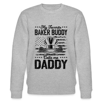 Mon copain boulanger préféré m’appelle papa - Bread Bak - Sweat bio CHANGER Stanley/Stella Unisexe - gris chiné - Devant - Nik (191cm) & Marisol (170cm)