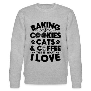 Baking Cookies Cats & Coffee This is what I Love - - Stanley/Stella Unisex Bio-Sweatshirt CHANGER  - Grau meliert - Vorne - Nik (191cm) & Marisol (170cm)