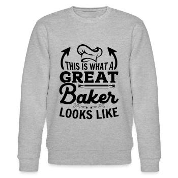 This Is What A Great Baker Looks Like - Baking Bak - Stanley/Stella CHANGER Unisex Organic Sweatshirt - heather grey - Front - Nik (191cm) & Marisol (170cm)