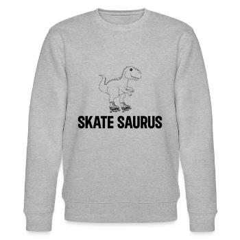 Roller Skating Dinosaur Skate Saurus Roller Skater - Stanley/Stella Unisex Bio-Sweatshirt CHANGER  - Grau meliert - Vorne - Nik (191cm) & Marisol (170cm)