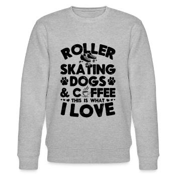 Roller Skating Dogs Coffee This Is What I Love - Stanley/Stella Unisex Bio-Sweatshirt CHANGER  - Grau meliert - Vorne - Nik (191cm) & Marisol (170cm)