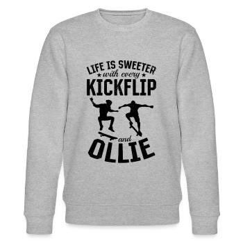 Skateboarder - Life Is Sweeter With Every Kickflip - Stanley/Stella CHANGER Unisex Organic Sweatshirt - heather grey - Front - Nik (191cm) & Marisol (170cm)