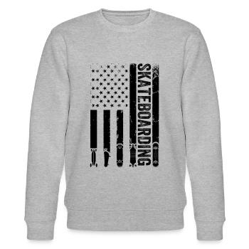 Skatepark Skateboarding US Flag - Stanley/Stella CHANGER Unisex Organic Sweatshirt - heather grey - Front - Nik (191cm) & Marisol (170cm)