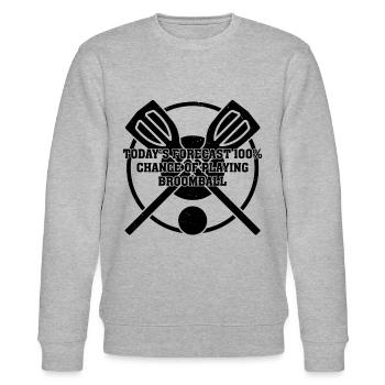 Today's Forecast 100% Chance Of Playing Broomball - Stanley/Stella Unisex Bio-Sweatshirt CHANGER  - Grau meliert - Vorne - Nik (191cm) & Marisol (170cm)