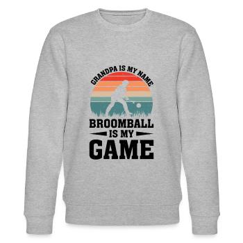 Broomball Grandpa Is My Name Broomball Is My Game - Stanley/Stella Unisex Bio-Sweatshirt CHANGER  - Grau meliert - Vorne - Nik (191cm) & Marisol (170cm)