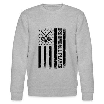 Broomball Sports Broomball Player Broomball US Flag - Stanley/Stella CHANGER Unisex Organic Sweatshirt - heather grey - Front - Nik (191cm) & Marisol (170cm)