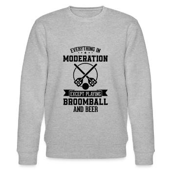 Everything In Moderation Except Playing Broomball - Stanley/Stella CHANGER Unisex Organic Sweatshirt - heather grey - Front - Nik (191cm) & Marisol (170cm)