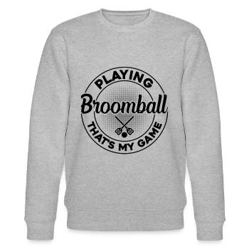 Jouer au ballon-balai, c’est mon jeu - Broomball Playe - Sweat bio CHANGER Stanley/Stella Unisexe - gris chiné - Devant - Nik (191cm) & Marisol (170cm)