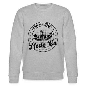 Arm Wrestle Mode On - Arm Wrestling Arm Wrestler - Stanley/Stella CHANGER Unisex Organic Sweatshirt - heather grey - Front - Nik (191cm) & Marisol (170cm)