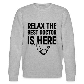 Relax The Best Doctor Is Here - Funny Doctor Quote - Stanley/Stella Unisex Bio-Sweatshirt CHANGER  - Grau meliert - Vorne - Nik (191cm) & Marisol (170cm)