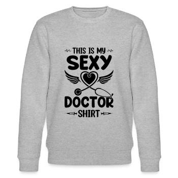 C’est ma chemise de médecin sexy - médecin de l’hôpital - Sweat bio CHANGER Stanley/Stella Unisexe - gris chiné - Devant - Nik (191cm) & Marisol (170cm)