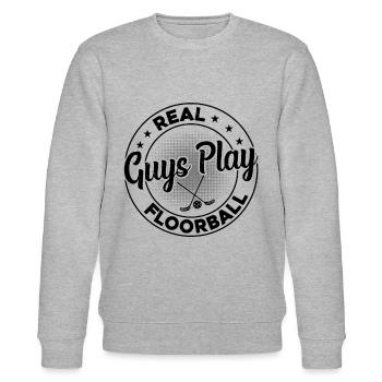 Real Guys Play Floorball - Unihockey Floorball Pla - Stanley/Stella Unisex Bio-Sweatshirt CHANGER  - Grau meliert - Vorne - Nik (191cm) & Marisol (170cm)