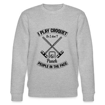 I Play Croquet So I Don't Punch People In The Face - Stanley/Stella Unisex Bio-Sweatshirt CHANGER  - Grau meliert - Vorne - Nik (191cm) & Marisol (170cm)