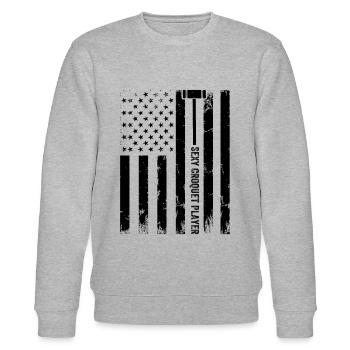 Croquet US Flag Sexy Croquet Player - Stanley/Stella Unisex Bio-Sweatshirt CHANGER  - Grau meliert - Vorne - Nik (191cm) & Marisol (170cm)