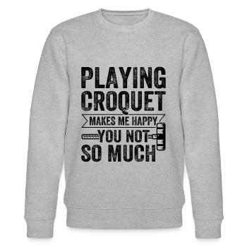 Jouer au croquet me rend heureux tu n’es pas si heureux - C - Sweat bio CHANGER Stanley/Stella Unisexe - gris chiné - Devant - Nik (191cm) & Marisol (170cm)