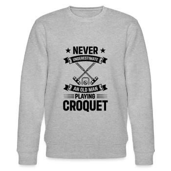 Never Underestimate An Old Man Playing Croquet - Stanley/Stella Unisex Bio-Sweatshirt CHANGER  - Grau meliert - Vorne - Nik (191cm) & Marisol (170cm)