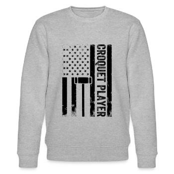 Croquet US Flag Croquet Player - Stanley/Stella Unisex Bio-Sweatshirt CHANGER  - Grau meliert - Vorne - Nik (191cm) & Marisol (170cm)