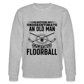 Never Underestimate An Old Man Playing Floorball - Stanley/Stella Unisex Bio-Sweatshirt CHANGER  - Grau meliert - Vorne - Nik (191cm) & Marisol (170cm)