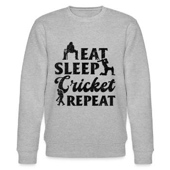 Funny Cricket Player - Eat Sleep Cricket Repeat - Stanley/Stella CHANGER Unisex Organic Sweatshirt - heather grey - Front - Nik (191cm) & Marisol (170cm)