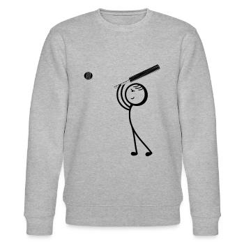Cricket Stick Figure Funny Cricket Player - Stanley/Stella Unisex Bio-Sweatshirt CHANGER  - Grau meliert - Vorne - Nik (191cm) & Marisol (170cm)