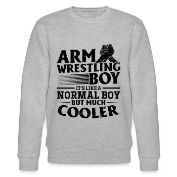 Arm Wrestling Boy It's Like A Normal Boy But Much - Stanley/Stella Unisex Bio-Sweatshirt CHANGER  - Grau meliert - Vorne - Nik (191cm) & Marisol (170cm)