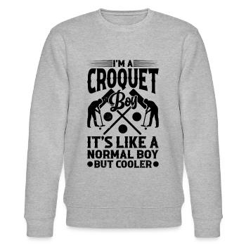 Je suis un garçon de croquet, c’est comme un garçon normal mais cool - Sweat bio CHANGER Stanley/Stella Unisexe - gris chiné - Devant - Nik (191cm) & Marisol (170cm)