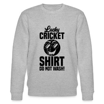Lucky Cricket Shirt Do Not Wash - Funny Cricket - Stanley/Stella Unisex Bio-Sweatshirt CHANGER  - Grau meliert - Vorne - Nik (191cm) & Marisol (170cm)