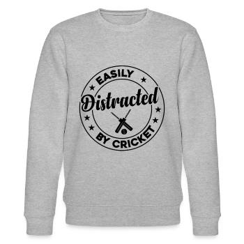 Cricketing Cricket Player - Easily Distracted By C - Stanley/Stella Unisex Bio-Sweatshirt CHANGER  - Grau meliert - Vorne - Nik (191cm) & Marisol (170cm)
