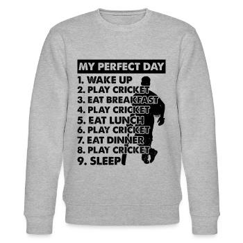 Cricket Day Plan Cricket Player - Stanley/Stella Unisex Bio-Sweatshirt CHANGER  - Grau meliert - Vorne - Nik (191cm) & Marisol (170cm)