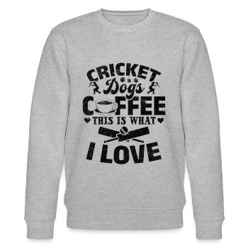 Cricket Dogs Coffee This Is What I Love - Cricket - Stanley/Stella Unisex Bio-Sweatshirt CHANGER  - Grau meliert - Vorne - Nik (191cm) & Marisol (170cm)